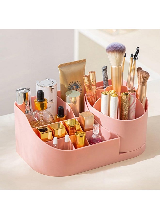 vulrian Makeup Brush Holder, 360° Rotating Desk Make up Organizers for Skin Care Products Organizer Case, Household Storage Organizer For Bedroom, Living Room (Pink) - Image 1