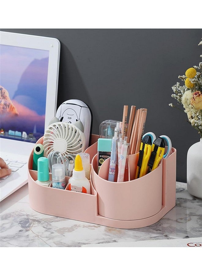 vulrian Makeup Brush Holder, 360° Rotating Desk Make up Organizers for Skin Care Products Organizer Case, Household Storage Organizer For Bedroom, Living Room (Pink) - Image 2