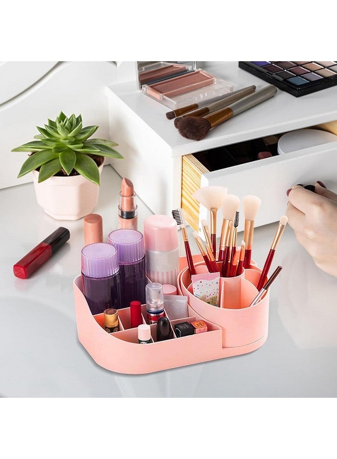 vulrian Makeup Brush Holder, 360° Rotating Desk Make up Organizers for Skin Care Products Organizer Case, Household Storage Organizer For Bedroom, Living Room (Pink) - Image 4