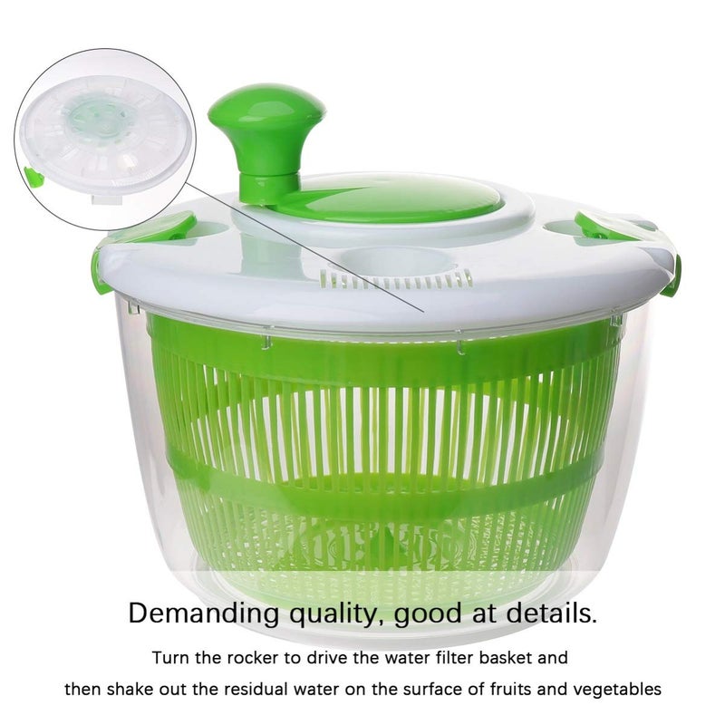 Hemoton Vegetable and Salad Spinner Reusable Vegetable Dryer Lettuce Drainer Kitchen Washing Basket for Restaurant Home (Green) - Image 5