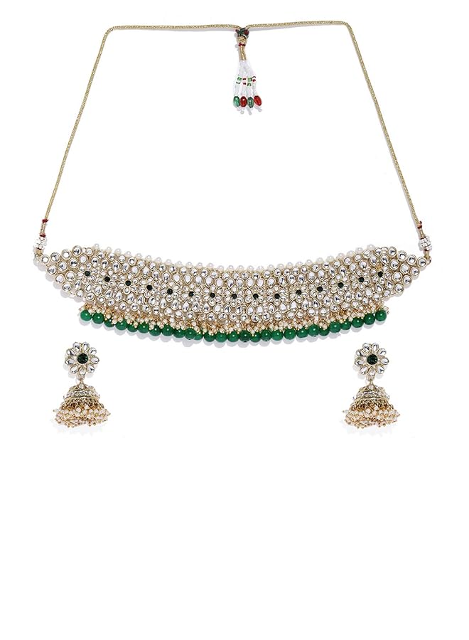 erorex Kundan And Pearls Jewelery Set For Women Golden Zpfk8529 - Image 5