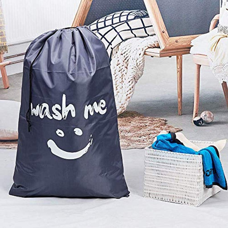 2 pack xl wash me travel laundry bag, machine washable dirty clothes organizer, large enough to hold 4 loads of laundry, easy fit a laundry hamper or basket, light blue and grey - Image 2