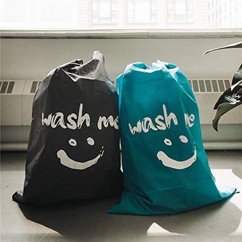 2 pack xl wash me travel laundry bag, machine washable dirty clothes organizer, large enough to hold 4 loads of laundry, easy fit a laundry hamper or basket, light blue and grey - Image 3