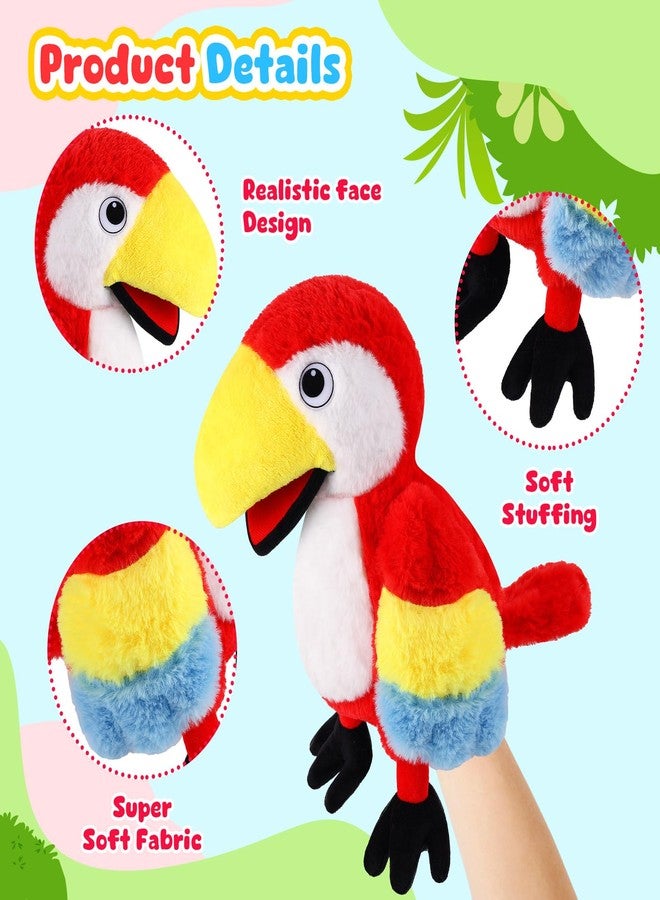 ZJoey Animal Hand Puppets 11 Inch Bird Plush Toucan Owl Eagle Parrot Flamingo Peacock Puppet Toys Role-Play Puppets for Kids Storytelling Imaginative Pretend Play Teaching Preschool(Parrot) - Image 3