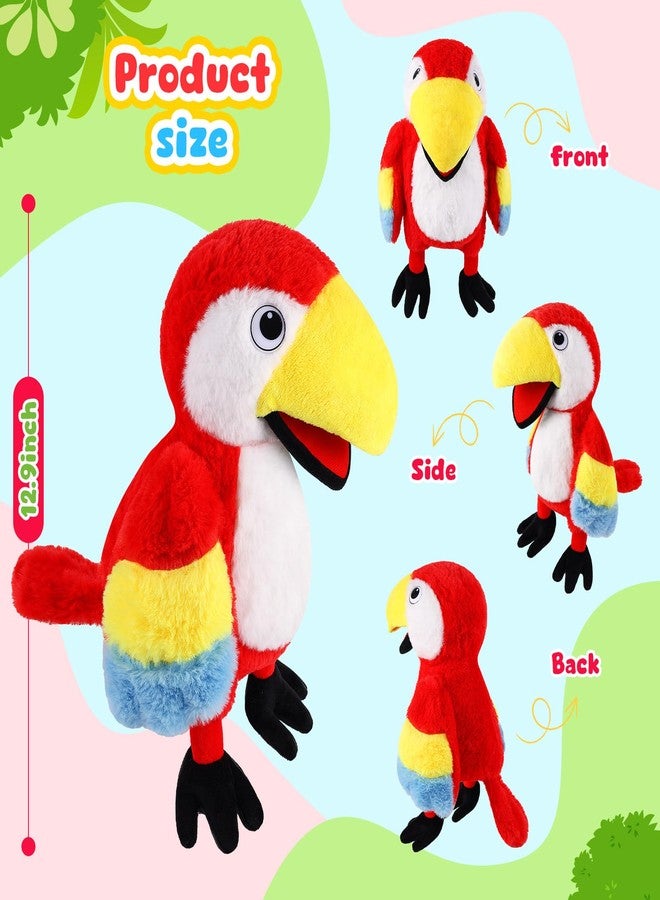 ZJoey Animal Hand Puppets 11 Inch Bird Plush Toucan Owl Eagle Parrot Flamingo Peacock Puppet Toys Role-Play Puppets for Kids Storytelling Imaginative Pretend Play Teaching Preschool(Parrot) - Image 2