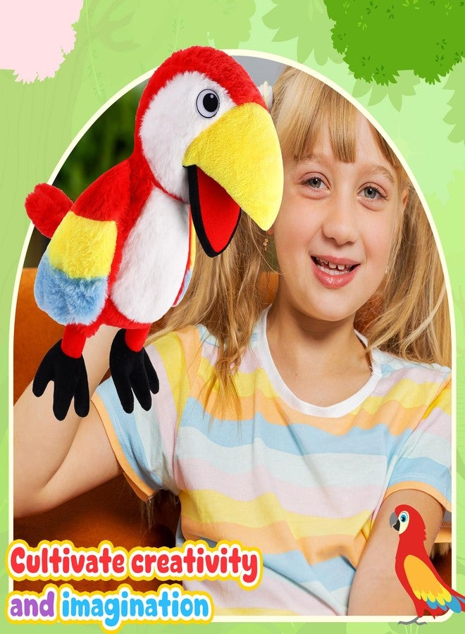 ZJoey Animal Hand Puppets 11 Inch Bird Plush Toucan Owl Eagle Parrot Flamingo Peacock Puppet Toys Role-Play Puppets for Kids Storytelling Imaginative Pretend Play Teaching Preschool(Parrot) - Image 5