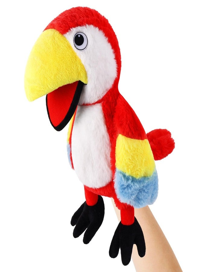 ZJoey Animal Hand Puppets 11 Inch Bird Plush Toucan Owl Eagle Parrot Flamingo Peacock Puppet Toys Role-Play Puppets for Kids Storytelling Imaginative Pretend Play Teaching Preschool(Parrot) - Image 1