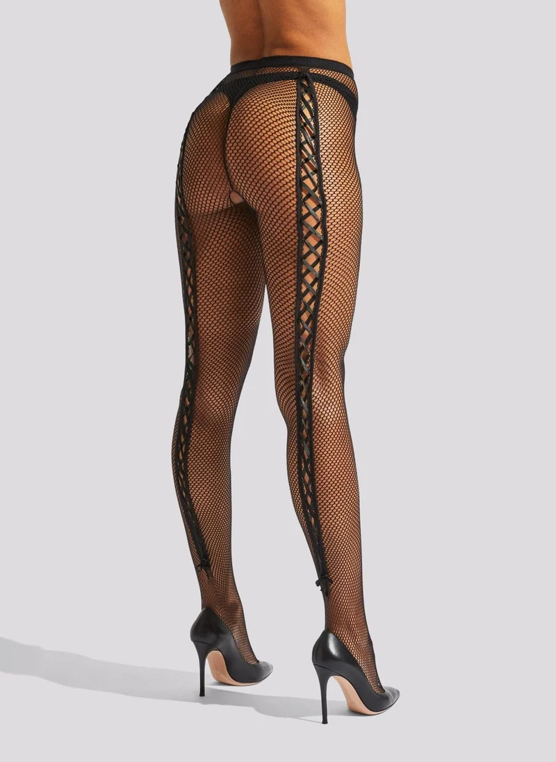 آن سمرز Ann Summers Lace Up Back Fishnet Tights Black