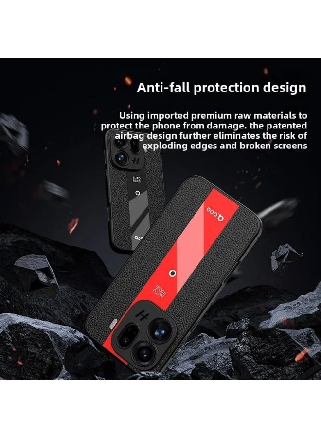 general Compatible with OPPO Find X9 Pro Luxury case TPU Frame & Electroplated Glass & Leather Back Cover for Find X9 Pro Camera Protection Shockproof Case - Image 5