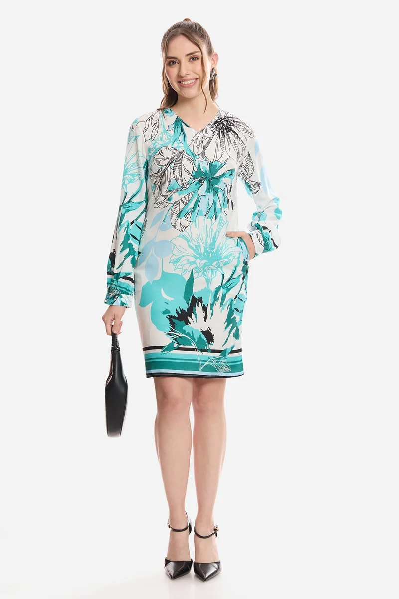 فيرجيو Floral Cotton Shift Mini Dress for Women