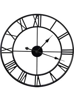 HOOKOR Large Wall Clocks Non-Ticking Silent, 16 inch Operated Oversized Metal Round Roman Numerals European Industrial Wall Clocks, for Home Kitchen Living Room Office Decor (black)  - Image 1