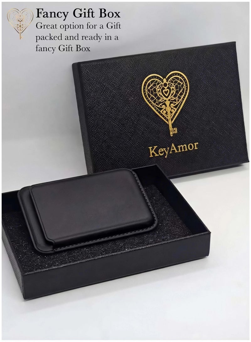 كيامور محفظة ماج سيف متوافقة مع آيفون 16 وآيفون 15 برو ماكس  حامل بطاقات ائتمان مغناطيسي آمن  جلد نباتي  محفظة بطاقات مغناطيسية متوافقة مع أجهزة آبل آيفون 16، 15، 14، 13، 12  تأتي مع علبة هدية - Image 3