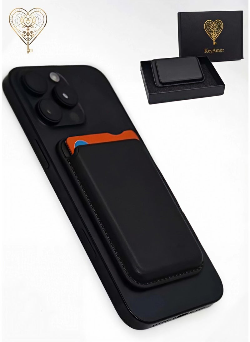 كيامور محفظة ماج سيف متوافقة مع آيفون 16 وآيفون 15 برو ماكس  حامل بطاقات ائتمان مغناطيسي آمن  جلد نباتي  محفظة بطاقات مغناطيسية متوافقة مع أجهزة آبل آيفون 16، 15، 14، 13، 12  تأتي مع علبة هدية - Image 1