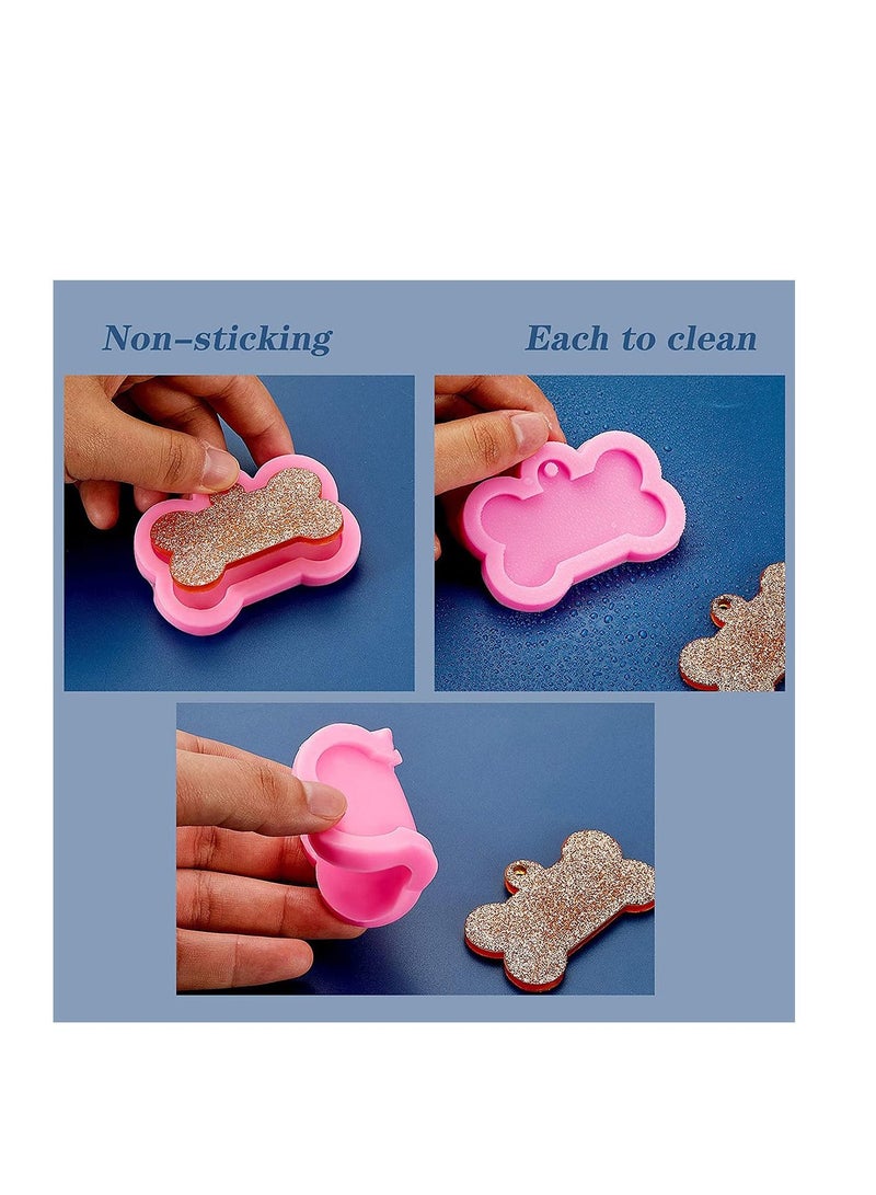 SYOSI Silicone Mold Dog Bone Shaped, Silicone Dog Bone Keychain Pendant Clay Mold and 10 Pieces Key Rings for Kitchen or Homemade Crafts DIY, 2 Sizes 6 Pieces - Image 3