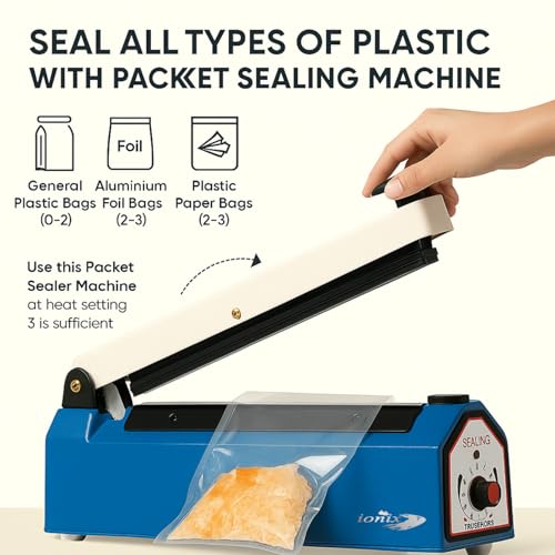 IONIX Sealing Machine for Food Packets | 1 Year Warranty, 12 Inch | Packet Sealer Machine, Packing Machine Sealing, Plastic Sealing Machine, Heavy metal Body From Full Customer Support (Blue - 300mm) - Image 3