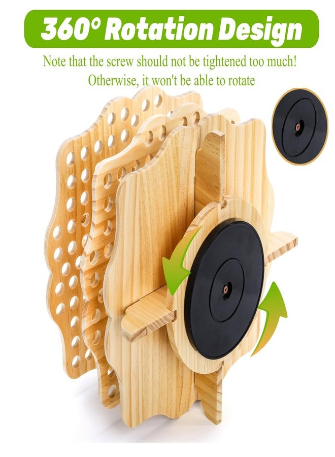Peohud Wooden Pen Holder, 124 Slots Rotating Pencil Display Stand, Portable Paint Brush Organizer for Colored Pencils, Watercolor Brushes, Art Brushes, Office, Desktop - Image 3