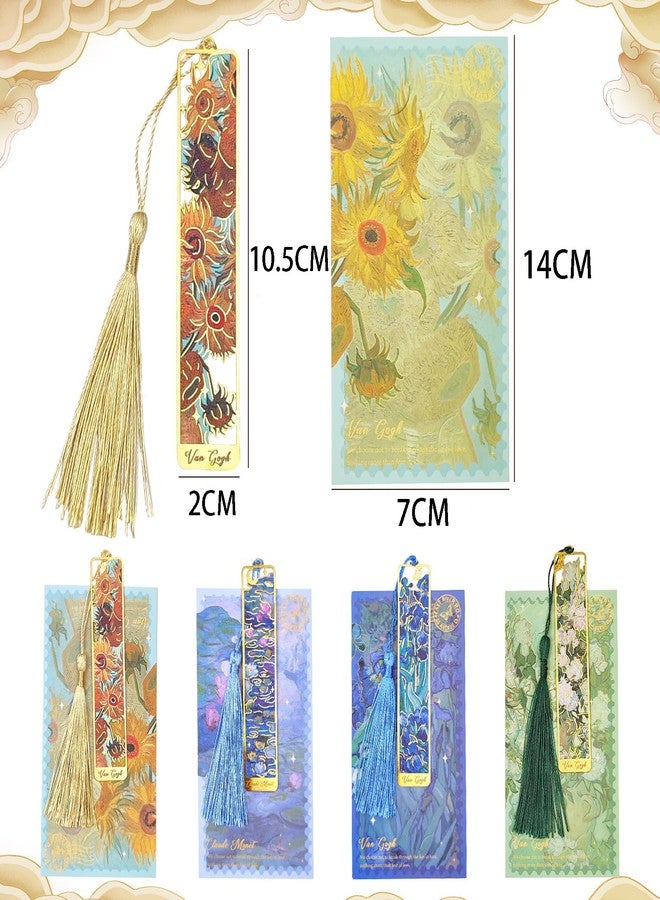 Jubobu Metal Bookmark with Tassel,4 Pieces Hollow Aesthetic Van Gogh Art Bookmarks,Retro Artistic Decorative Book Thin Insert for Readers,Students,Book Lovers Gift - Image 2