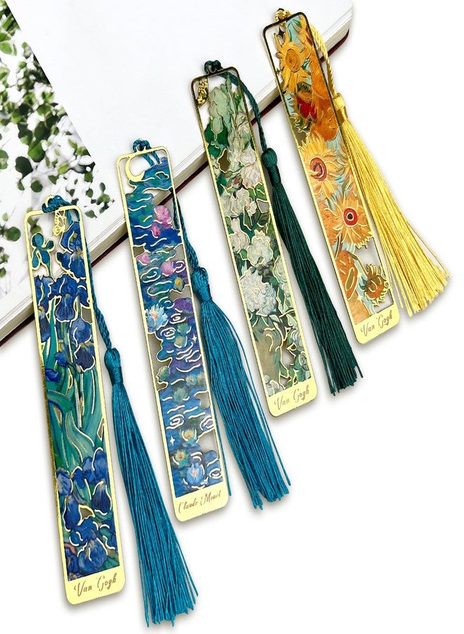 Jubobu Metal Bookmark with Tassel,4 Pieces Hollow Aesthetic Van Gogh Art Bookmarks,Retro Artistic Decorative Book Thin Insert for Readers,Students,Book Lovers Gift - Image 1