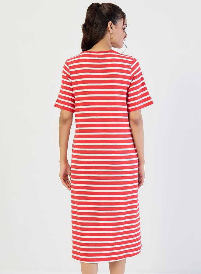 Femmella  Red Striped Knit Midi Dress for Women | Best Price UAE