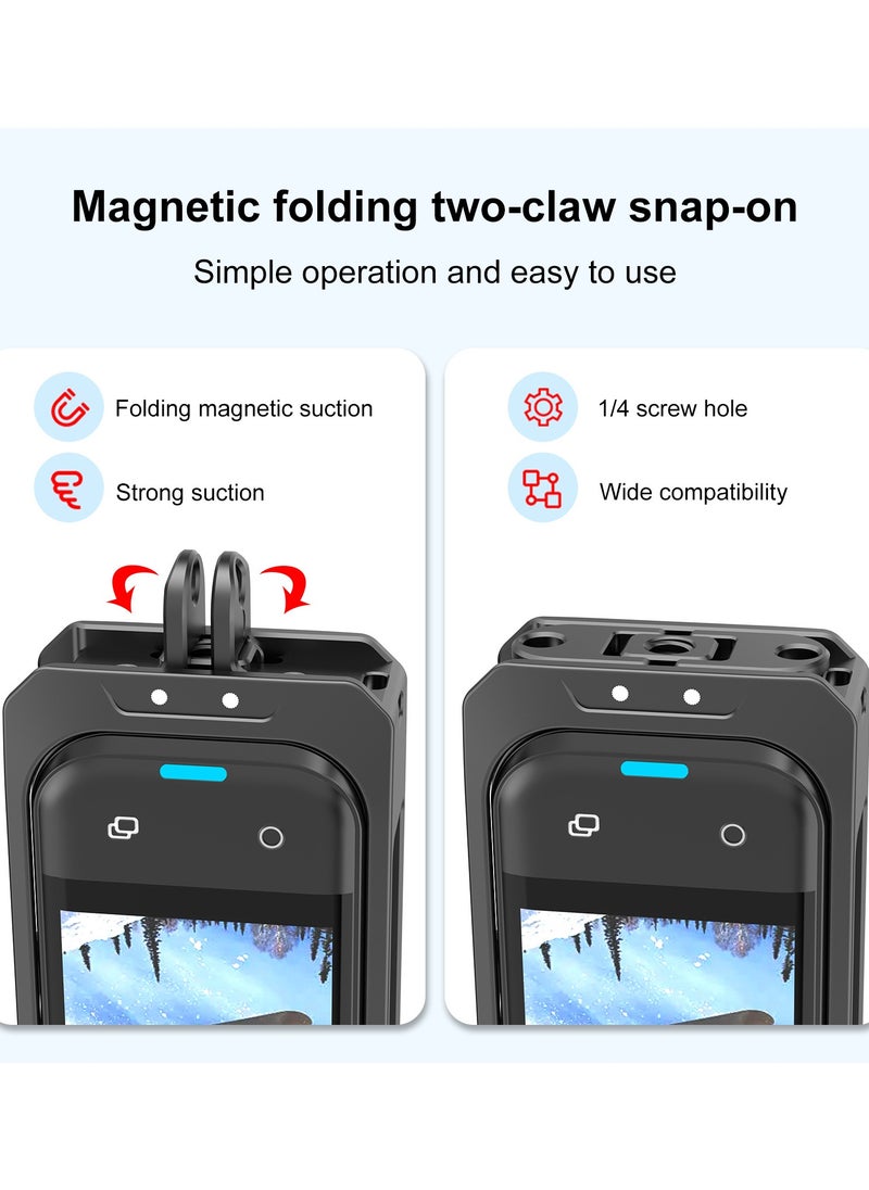 PULUZ - Aluminum Alloy Protective Cage for Insta360 X5 Action Camera, CNC Metal Frame with Lens Cap, Dual Cold Shoe Mount, Magnetic Base, 1/4 Tripod Interface, Quick Tool-Free Installation, Full Access to Buttons & Mic – Camera Protection Frame - Image 1