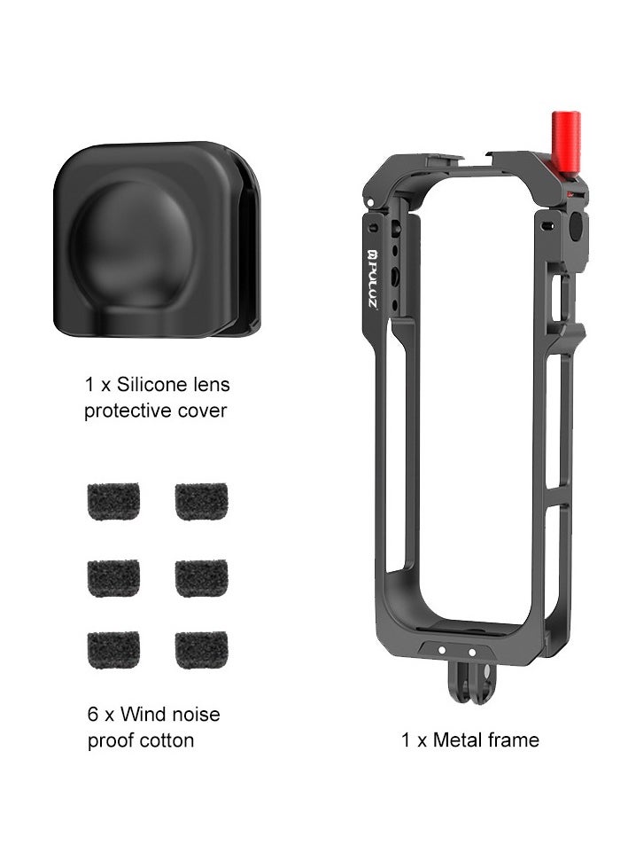 PULUZ - Aluminum Alloy Protective Cage for Insta360 X5 Action Camera, CNC Metal Frame with Lens Cap, Dual Cold Shoe Mount, Magnetic Base, 1/4 Tripod Interface, Quick Tool-Free Installation, Full Access to Buttons & Mic – Camera Protection Frame - Image 1