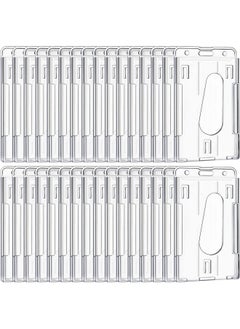 Marspark 25 Pieces Vertical 2 Id Badge Holder Heavy Duty Plastic Id Card Holder Transparent Card Protector Clear Badge Protector Cover Sleeve Protective Badge Cover With Thumb Slot For Credit Card  - Image 1