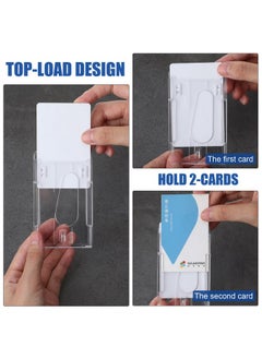 Marspark 25 Pieces Vertical 2 Id Badge Holder Heavy Duty Plastic Id Card Holder Transparent Card Protector Clear Badge Protector Cover Sleeve Protective Badge Cover With Thumb Slot For Credit Card  - Image 4