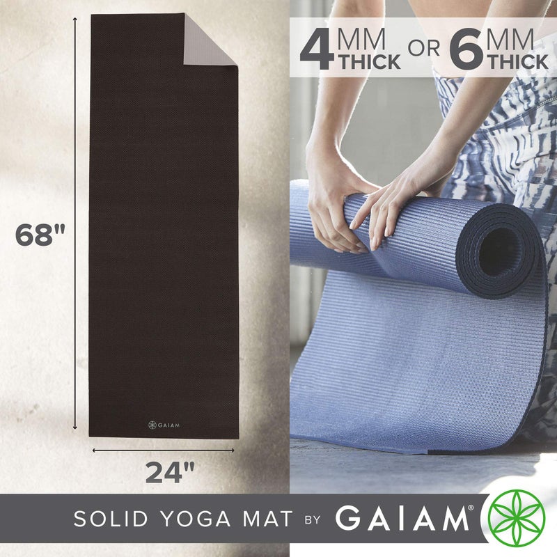 Gaiam Yoga Mat Premium Solid Color Reversible Non Slip Exercise & Fitness Mat for All Types of Yoga, Pilates & Floor Workouts, Granite Storm, 6mm, 68"L x 24"W x 6mm Thick - Image 2