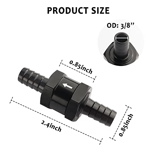 Aokdom 3/8" Fuel Check Valve,Engraved with Flow Direction,Aluminium Alloy One Way Valve for Air Fuel Oil Diesel Gas E85 or Other Liquid Transfer Check Valve Car Parts (10mm) - Image 2