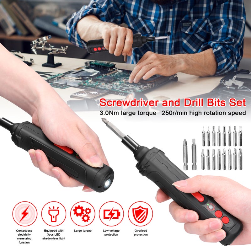 250r/min 3.0Nm Screwdriver Metal Bits Set Multifunctional Screwdrivers Repairing Tool Kit Electric Screw Driver with 3pcs LED Light for Mobilephones Computers Home Appliances - Image 3