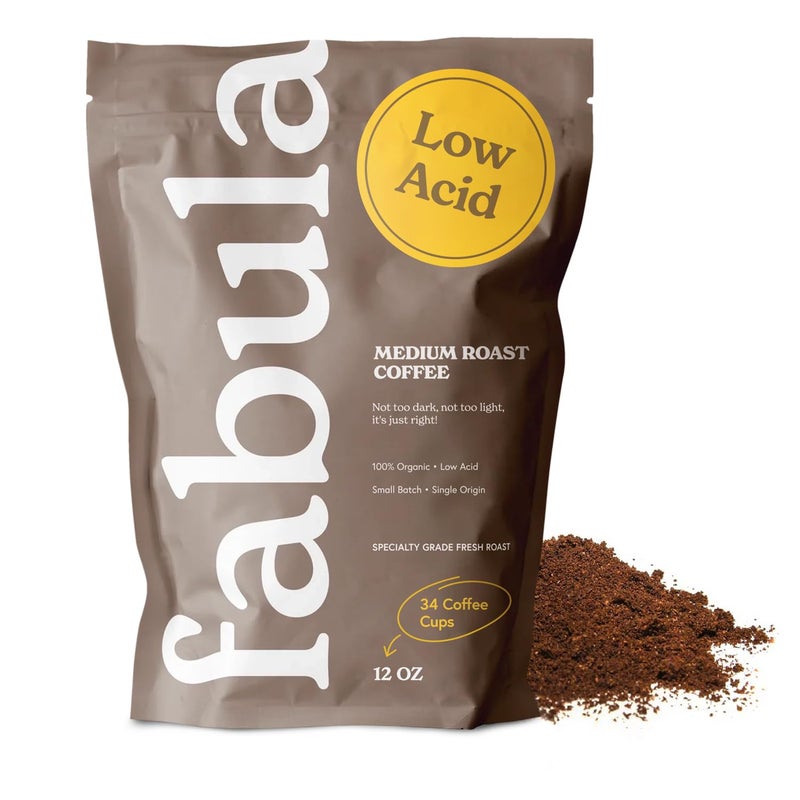 Fabula Low Acid Coffee, USDA Organic Ground Coffee Medium Roast - Non GMO - No Molds - Mycotoxins Pesticides Free - Single Origin Coffee - 12 oz - Image 1