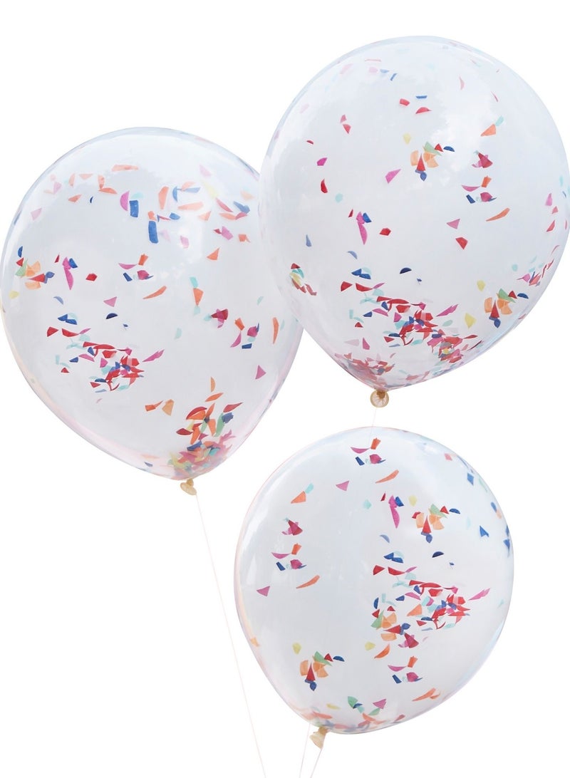 Ginger Ray Ginger Ray Rainbow Confetti Balloon Bundle - Fun and Colorful Balloon Set Ideal for Birthday Parties and Celebrations Pack of 5  - Image 1
