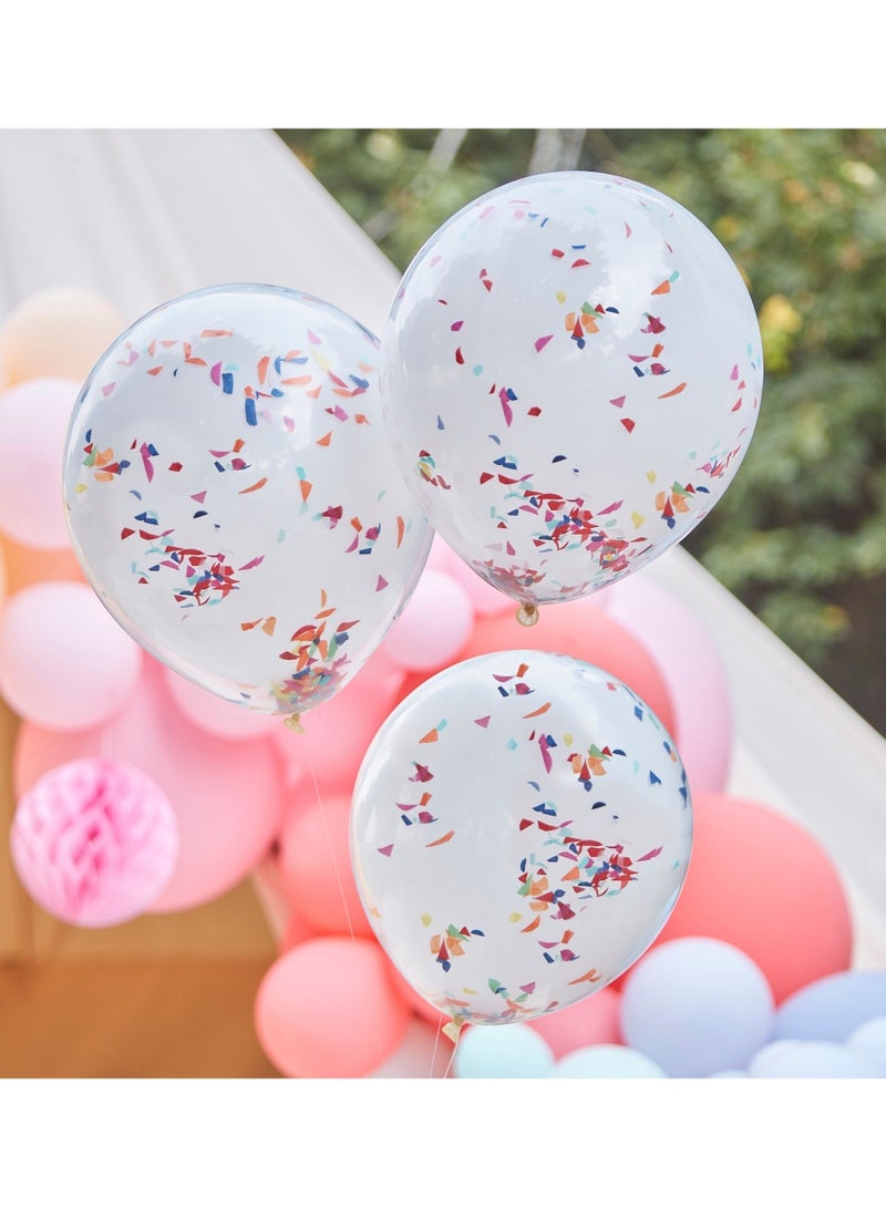 Ginger Ray Ginger Ray Rainbow Confetti Balloon Bundle - Fun and Colorful Balloon Set Ideal for Birthday Parties and Celebrations Pack of 5  - Image 2