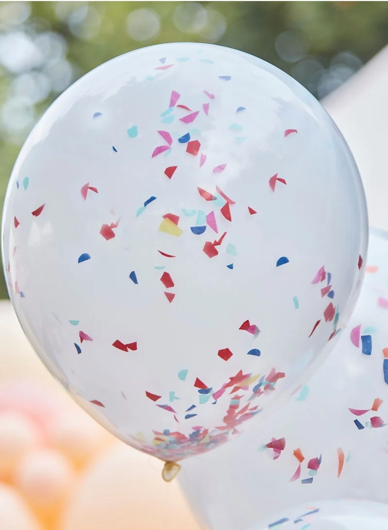 Ginger Ray Ginger Ray Rainbow Confetti Balloon Bundle - Fun and Colorful Balloon Set Ideal for Birthday Parties and Celebrations Pack of 5