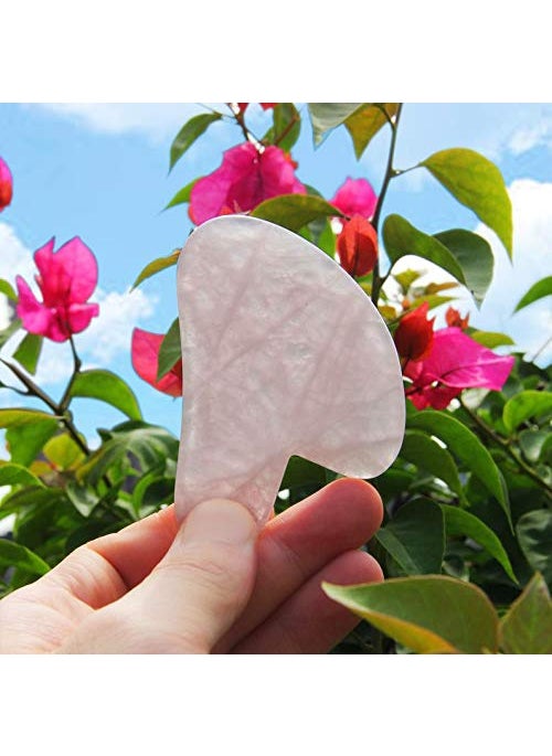 Shubhanjali Shubhanjali Rose Quartz Crystal Gua Sha Stone Rose Quartz Face Stone Gua Sha Face Massage Tool For Fine Lines Glowing Skin and Valentines Gift Love Pink  - Image 4