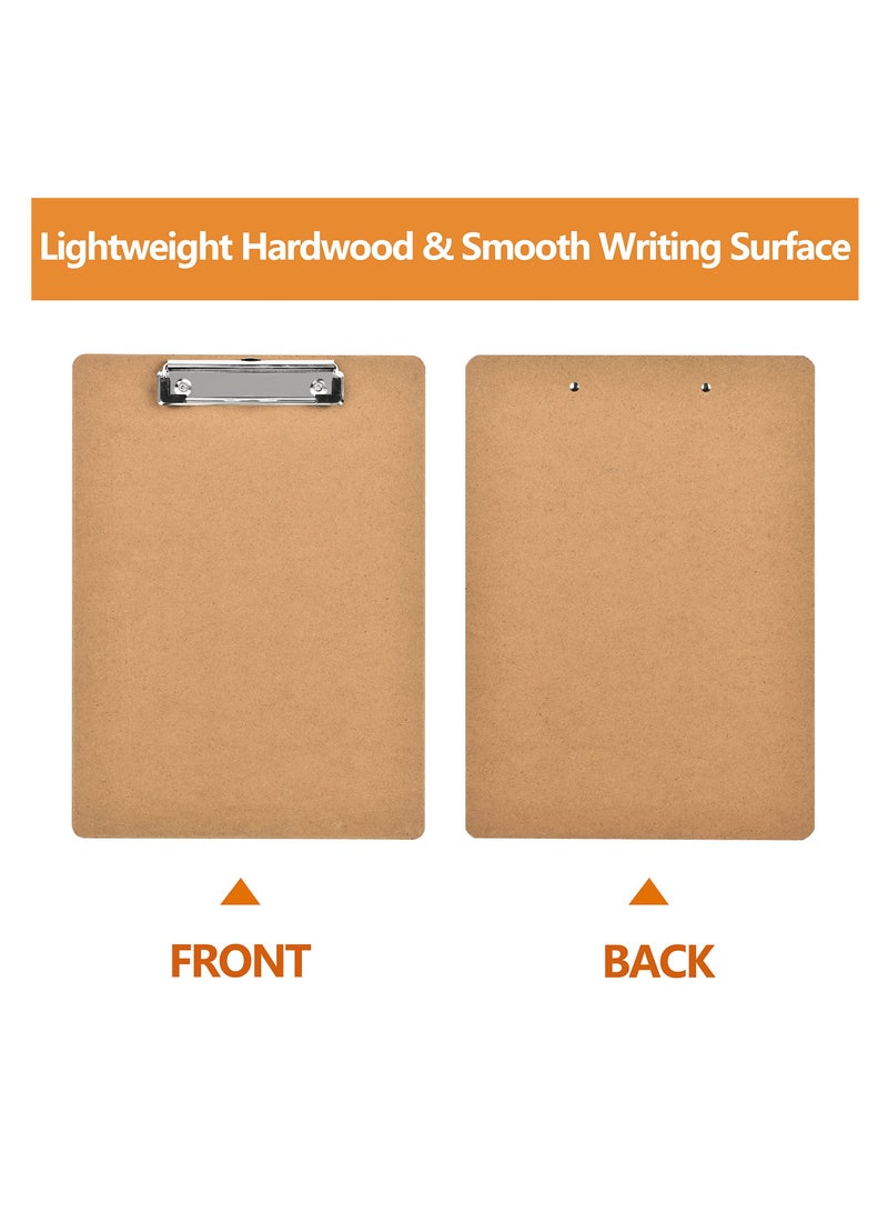 10 Wooden Clipboards 8.5" x 11", Durable Hardboard, Low Profile Clip, Perfect for Office, School and Home Use - Image 4