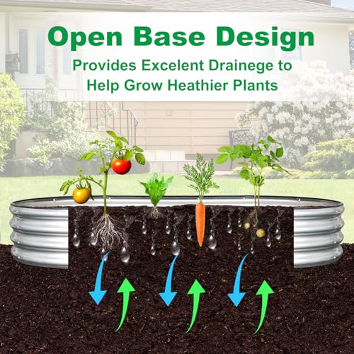 JERIA 6×3×1ft Oval Raised Garden Bed,Galvanized Raised Garden Bed Kit Outdoor Metal Gardening Planter Box for Vegetable, Fruits, Flower，Herbs - Image 4