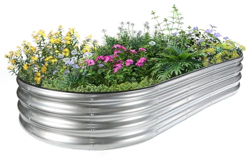JERIA 6×3×1ft Oval Raised Garden Bed,Galvanized Raised Garden Bed Kit Outdoor Metal Gardening Planter Box for Vegetable, Fruits, Flower，Herbs - Image 1