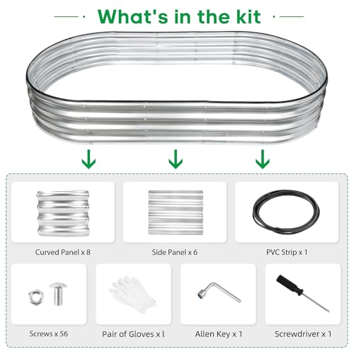 JERIA 6×3×1ft Oval Raised Garden Bed,Galvanized Raised Garden Bed Kit Outdoor Metal Gardening Planter Box for Vegetable, Fruits, Flower，Herbs - Image 2