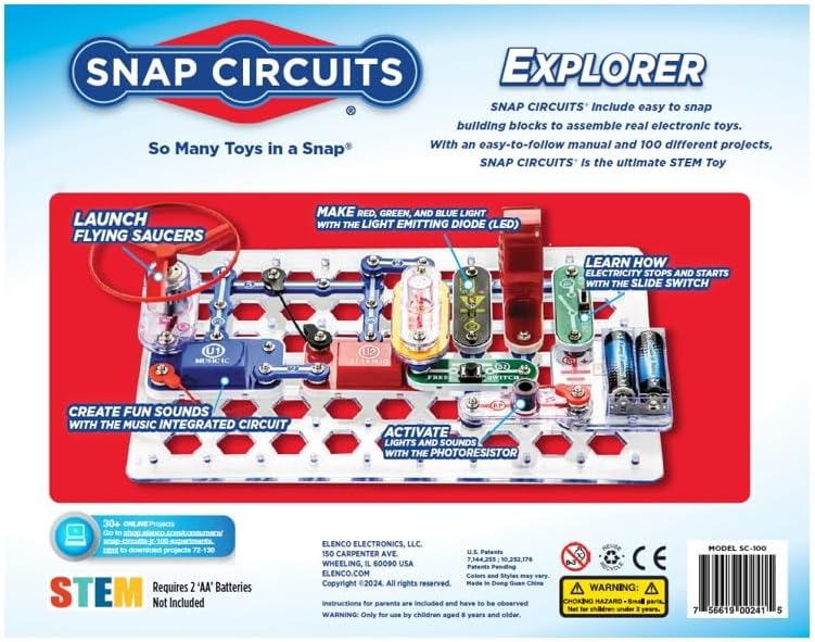 Snap Circuits Jr. SC-100 Electronics Exploration Kit, Over 100 Projects, Full Color Project Manual, 28 Parts, STEM Educational Toy for Kids 8 + - Image 2