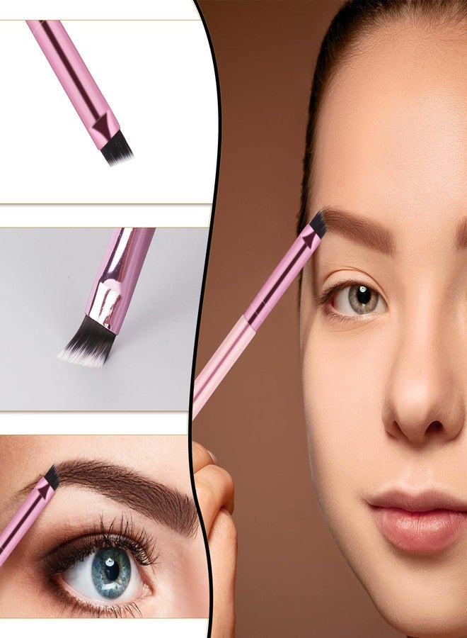 Psiriol 12 Packs Multi-functional Mini Eyelash Brushes, Dual-Ended Brow Brush Set, Angled & Spoolie Brushes, Shaping & Filling for Precise Brow Brushing (Pink) - Image 5