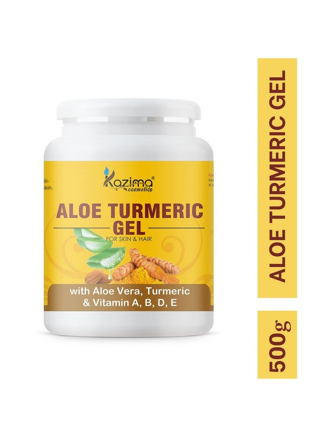 KAZIMA Aloe Turmeric Gel With Pure Aloe Vera, Turmeric & Vitamin A, B, D, E For Face, Skin & Hair - Moisturizing, Skin Brightening, Acne Scars, Wrinkles, Sunburn & Dark Circles (500 Gram)  - Image 3