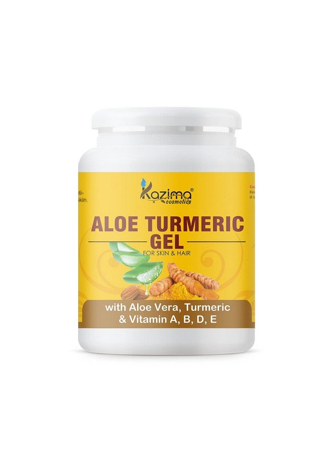 KAZIMA Aloe Turmeric Gel With Pure Aloe Vera, Turmeric & Vitamin A, B, D, E For Face, Skin & Hair - Moisturizing, Skin Brightening, Acne Scars, Wrinkles, Sunburn & Dark Circles (500 Gram)  - Image 1