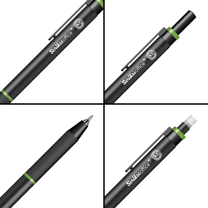 Scrikss 05mm Cute Mechanical Clutch Lead Pen Pencil Black Twist Series Green Penpencil Eraser Included - Image 3