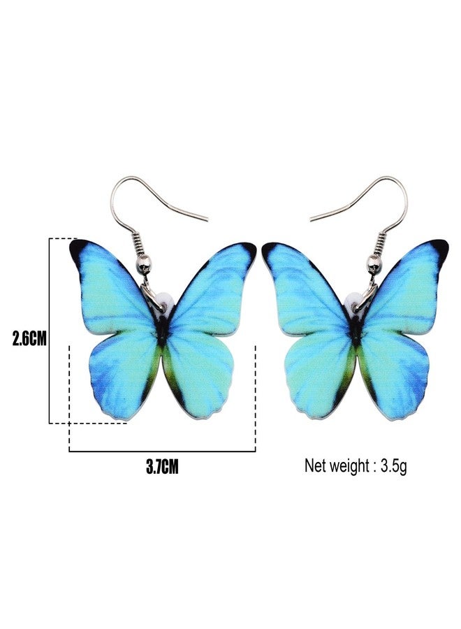 Bonsny Drop Dangle Big Morpho Menelaus Butterfly Earrings Fashion Insect Jewelry For Women (Blue) - Image 5