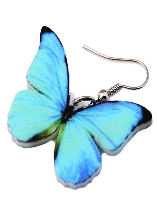 Bonsny Drop Dangle Big Morpho Menelaus Butterfly Earrings Fashion Insect Jewelry For Women (Blue) - Image 4