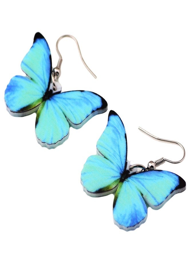 Bonsny Drop Dangle Big Morpho Menelaus Butterfly Earrings Fashion Insect Jewelry For Women (Blue) - Image 3