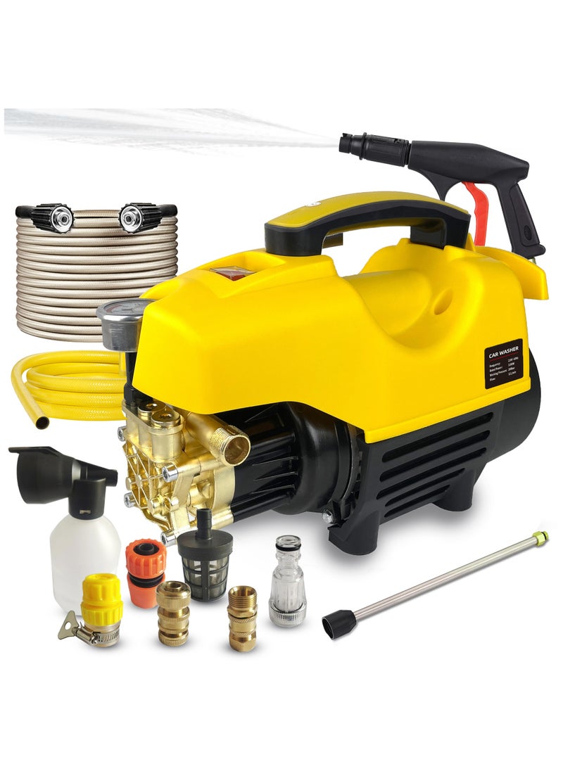 ZLH HITY Electric Pressure Washer 2900 PSI Max 3.1 GPM 3100W Compact Portable Power Washer with 66 FT Hose Adjustable Nozzles and Foam Cannon, Small Car Pressure Washer for Home/Patio/Driveway/Yellow  - Image 1