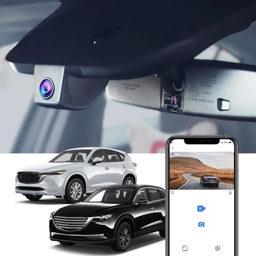 FITCAMX كاميرا داش فيت كام إكس 4K لسيارات مازدا CX-5 و CX-9 من 2017-2025 اختيار مفضل بريميوم بلس كربون توربو سبورت غراند تورينغ (مزودة بسقف بانورامي)، مظهر OEM، فيديو بدقة 2160P UHD، واي فاي وتطبيق، تسجيل متكرر وضع الوقوف، 64GB - Image 1