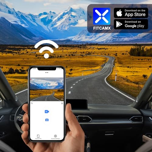 FITCAMX كاميرا داش فيت كام إكس 4K لسيارات مازدا CX-5 و CX-9 من 2017-2025 اختيار مفضل بريميوم بلس كربون توربو سبورت غراند تورينغ (مزودة بسقف بانورامي)، مظهر OEM، فيديو بدقة 2160P UHD، واي فاي وتطبيق، تسجيل متكرر وضع الوقوف، 64GB - Image 5